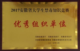 滁州学院荣获2017年省大学生禁毒知识竞赛优秀组织单位，组织工作获高度认可